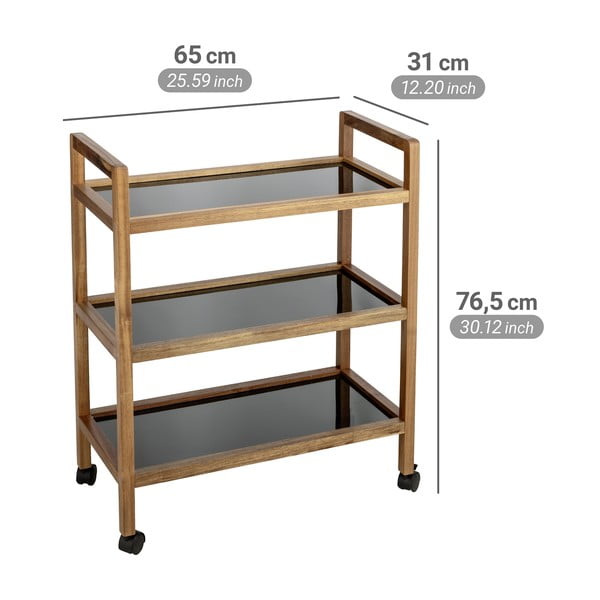 Czarno-naturalny regał łazienkowy z litego drewna akacjowego 65x76,5 cm Fondi – Wenko-image-3