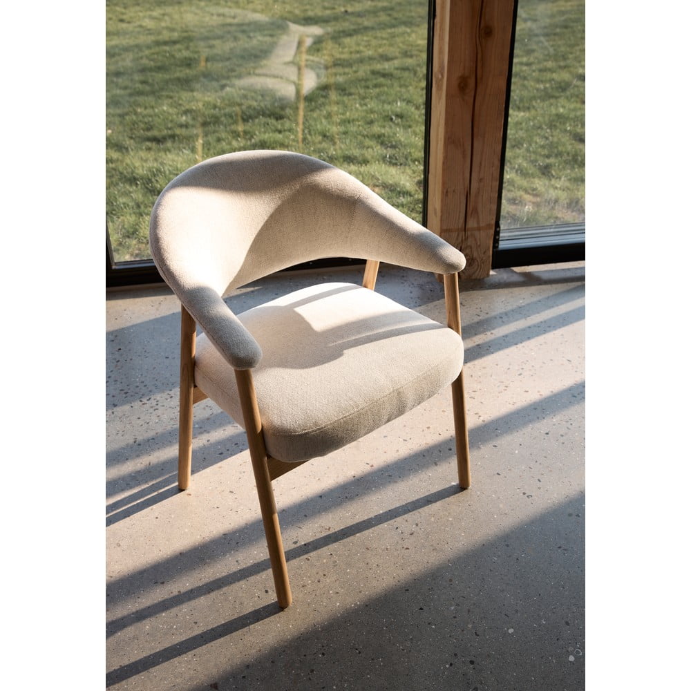 Kremowe fotele jadalniane zestaw z podłokietnikami 2 szt. z litego drewna dębowego Elk – Unique Furniture (zdjęcie 6)