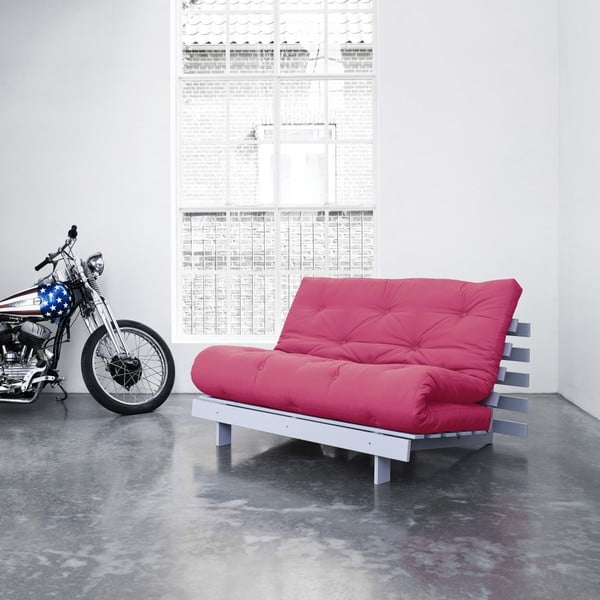 Sofa rozkładana Karup Roots Cool Gray/Magenta