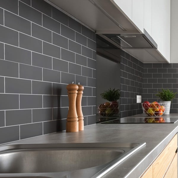Zestaw naklejek na kafelki 30 szt. 20x10 cm Subway Tiles Grey – Ambiance-image-1