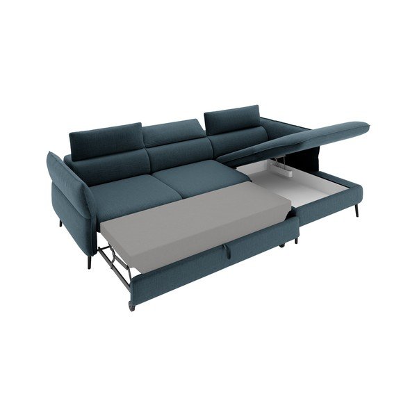 Niebieska 5-osobowa sofa rozkładana ze schowkiem Milo Casa Dario, prawy róg-image-4