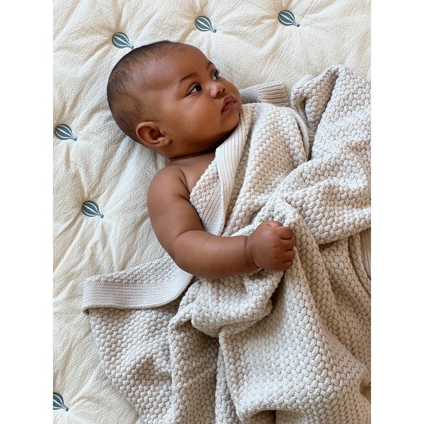 Jasnożółto-niebieski pikowany koc dziecięcy z bawełny organicznej 90x120 cm Balloon – Cam Cam Copenhagen-image-3