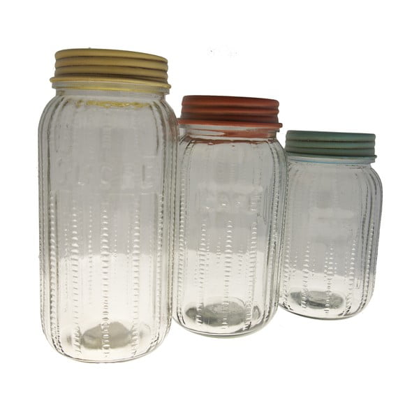 Zestaw 3 szklanych pojemników Jar