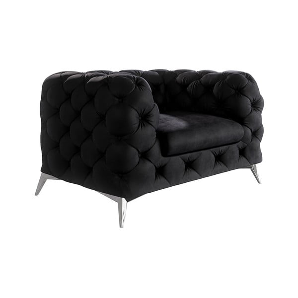 Czarny aksamitny fotel Chelsea – Ropez