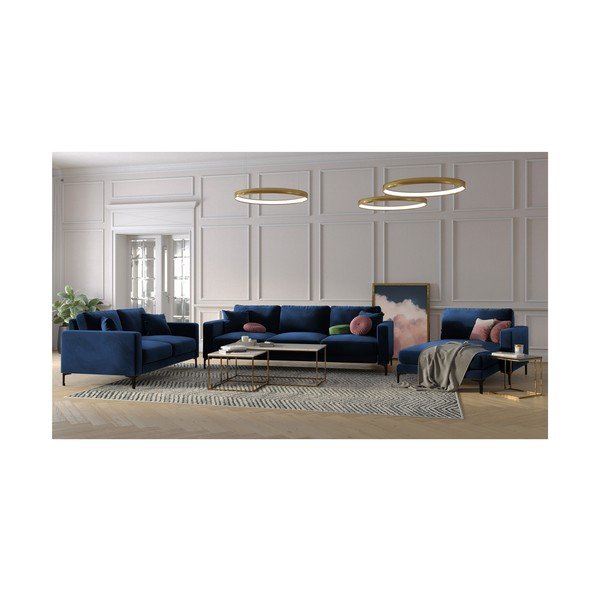 Granatowa aksamitna sofa Kooko Home Harmony, 158 cm-image-4