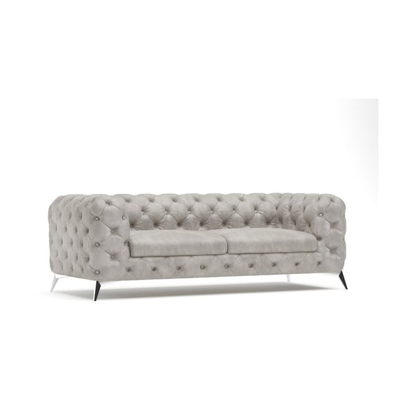 Jasnoszara aksamitna sofa 225 cm Chelsea – Ropez