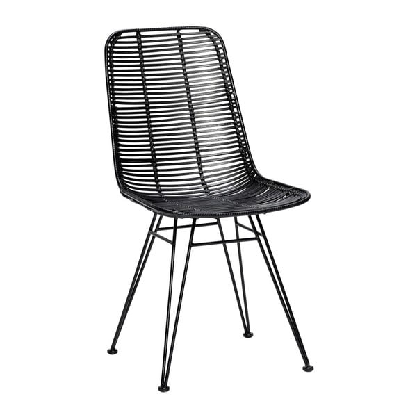 Czarne krzesło rattanowe Hübsch Bergitte