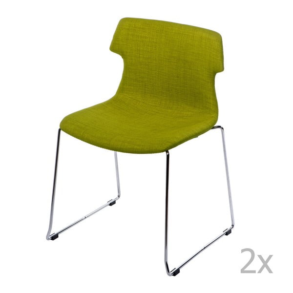 Zestaw 2 tapicerowanych zielonych krzeseł D2 Techno