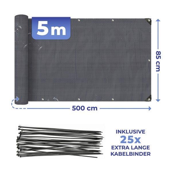Czarna plastikowa osłona balkonowa 500x85 cm – Maximex-image-2