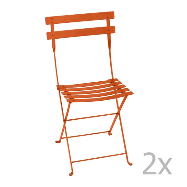 Zestaw 2 pomarańczowych krzeseł składanych Fermob Bistro