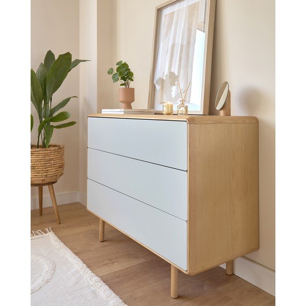 Szaro-naturalna komoda w dekorze jesionu 99x78,5x42 cm Anielle – Kave Home-image-3