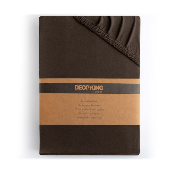 Ciemnobrązowe dżersejowe prześcieradło z gumką 140x200 cm Amber – Restilo-image-4