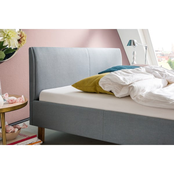 Niebieskie/szare tapicerowane łóżko dwuosobowe bez stelaża 140x200 cm Lena – Meise Möbel-image-2