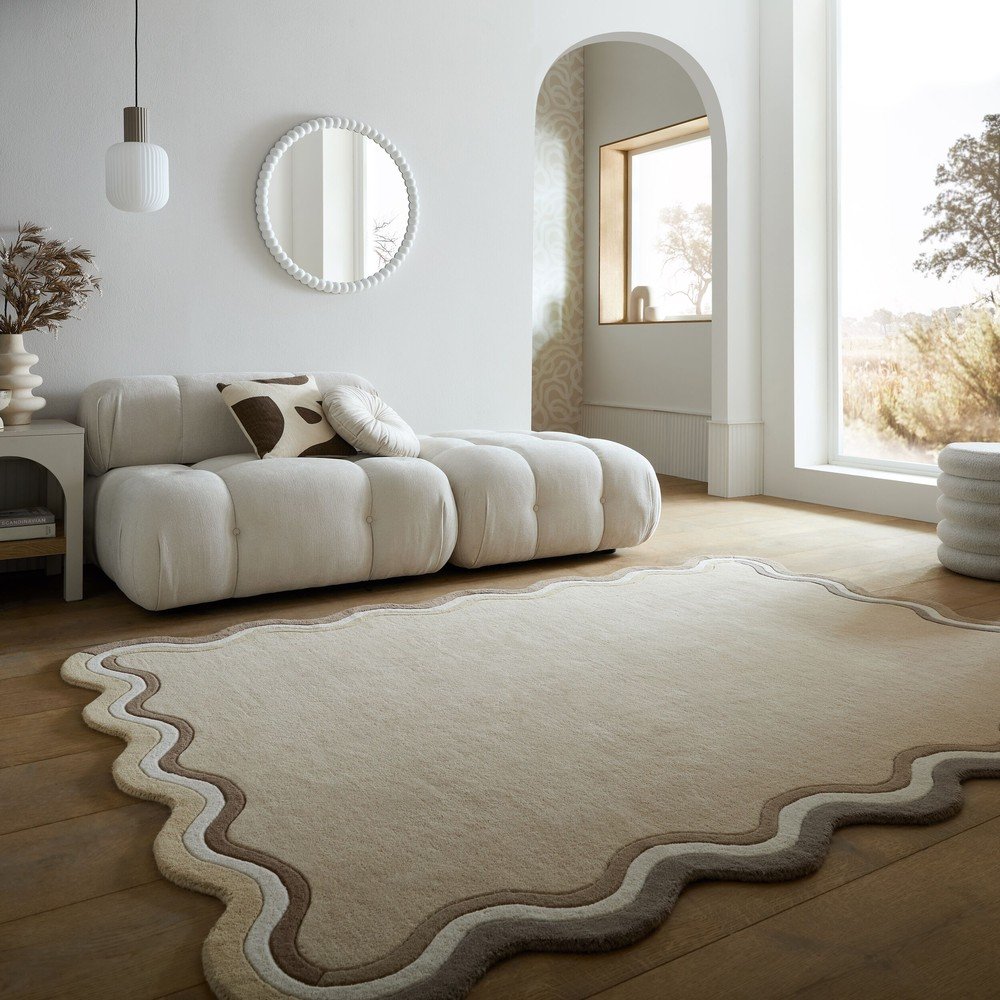 Wełniany dywan tkany ręcznie w naturalnym kolorze 200x290 cm Leo Scallop – Flair Rugs (zdjęcie 2)