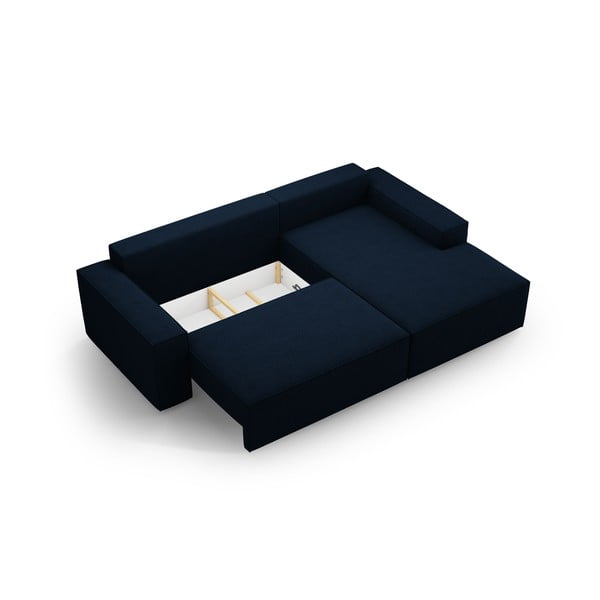 Ciemnoniebieski rozkładany narożnik z materiału bouclé (prawostronny) Jodie – Micadoni Home-image-4