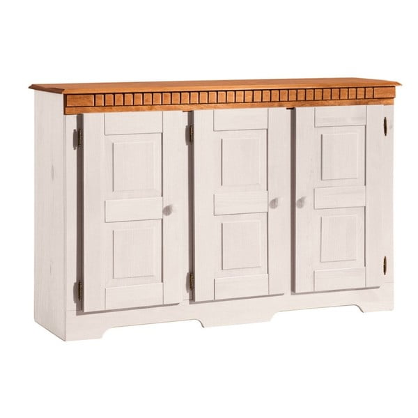 Biała 3-drzwiowa komoda z litego drewna sosnowego 13Casa Markus