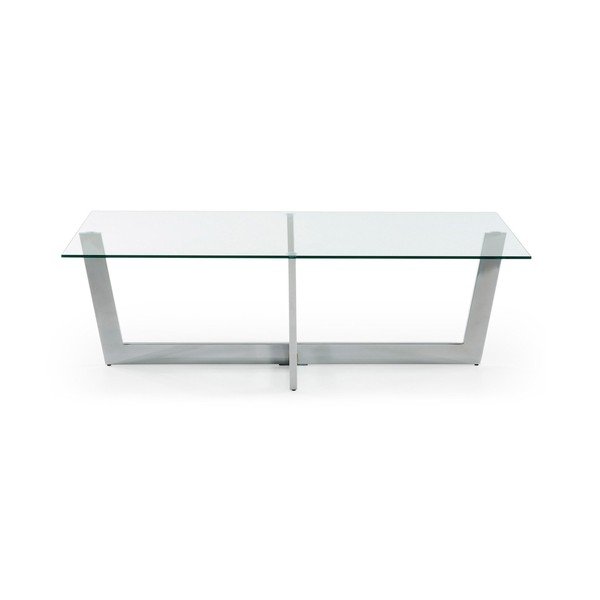 Stolik ze szklanym blatem w kolorze srebra 70x120 cm Plam – Kave Home-image-4