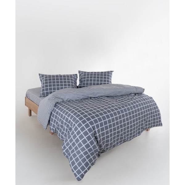 Szara pościel dwuosobowa z bawełny renforcé 240x220 cm Linear Calm Geometric – Mila Home Luxury-image-2