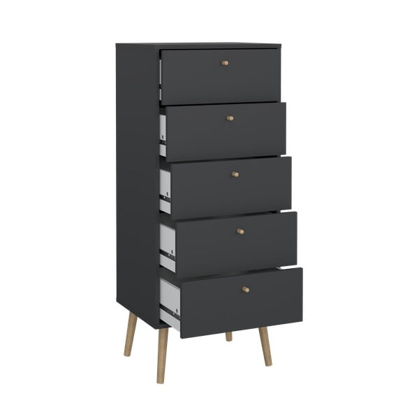 Antracytowa wysoka komoda 50x120 cm Bodo – Tvilum-image-3