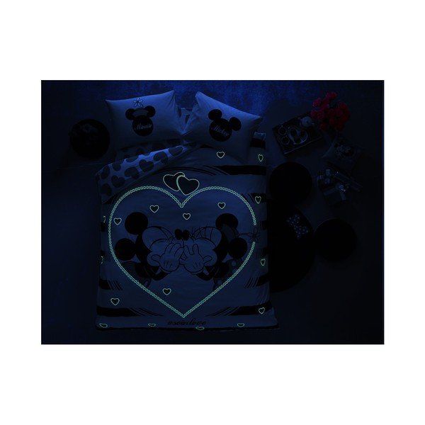 Bawełniana pościel dwuosobowa z prześcieradłem Tac Mickey & Minnie Amour, 200x220 cm-image-1