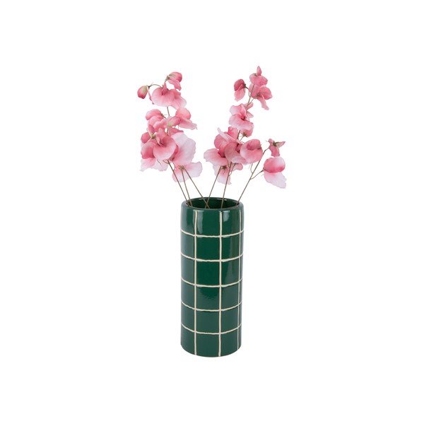 Ciemnozielony ceramiczny wazon (wysokość 30 cm) Retro Tiles – PT LIVING-image-2