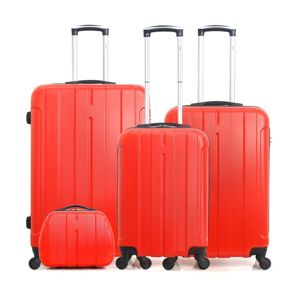Komplet 4 czerwonych walizek na kółkach Hero Fogo-C