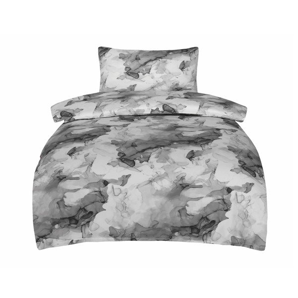 Szara pościel jednoosobowa z satyny bawełnianej 140x200 cm Deluxe Minerals – My House