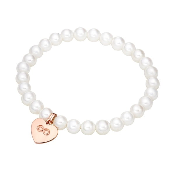 Biała perłowa bransoletka z zawieszką Nova Pearls Copenhagen Heart, dł. 20 cm