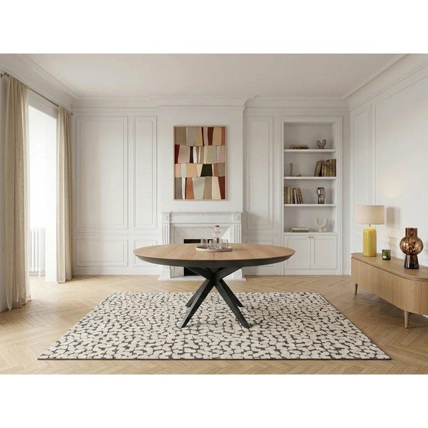 Okrągły rozkładany stół z dodatkowym blatem z blatem w dekorze dębu ø 127 cm Judith – Bobochic Paris-image-3