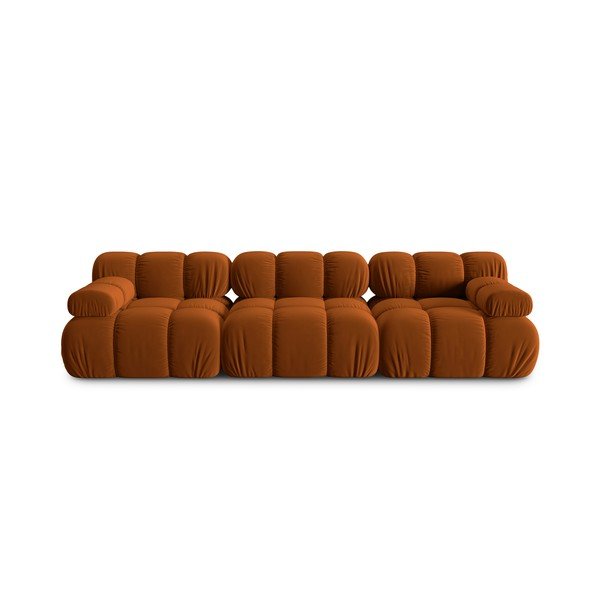 Pomarańczowa aksamitna sofa 282 cm Bellis – Micadoni Home