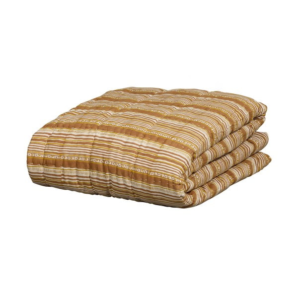 Brązowa/beżowa bawełniana narzuta na łóżko dwuosobowe 220x265 cm Banding – BePureHome