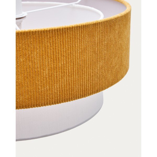 Musztardowo-biała lampa dziecięca z tekstylnym kloszem Bianella – Kave Home-image-4