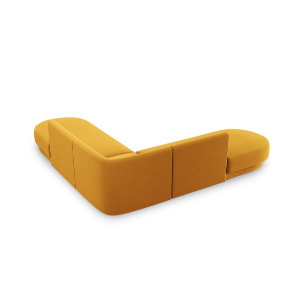 Musztardowy aksamitny narożnik Miley – Micadoni Home-image-4
