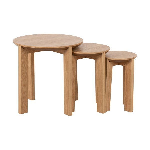 Okrągłe stoliki w dekorze dębu zestaw 3 szt. ø 50 cm Maxime – Actona-image-3