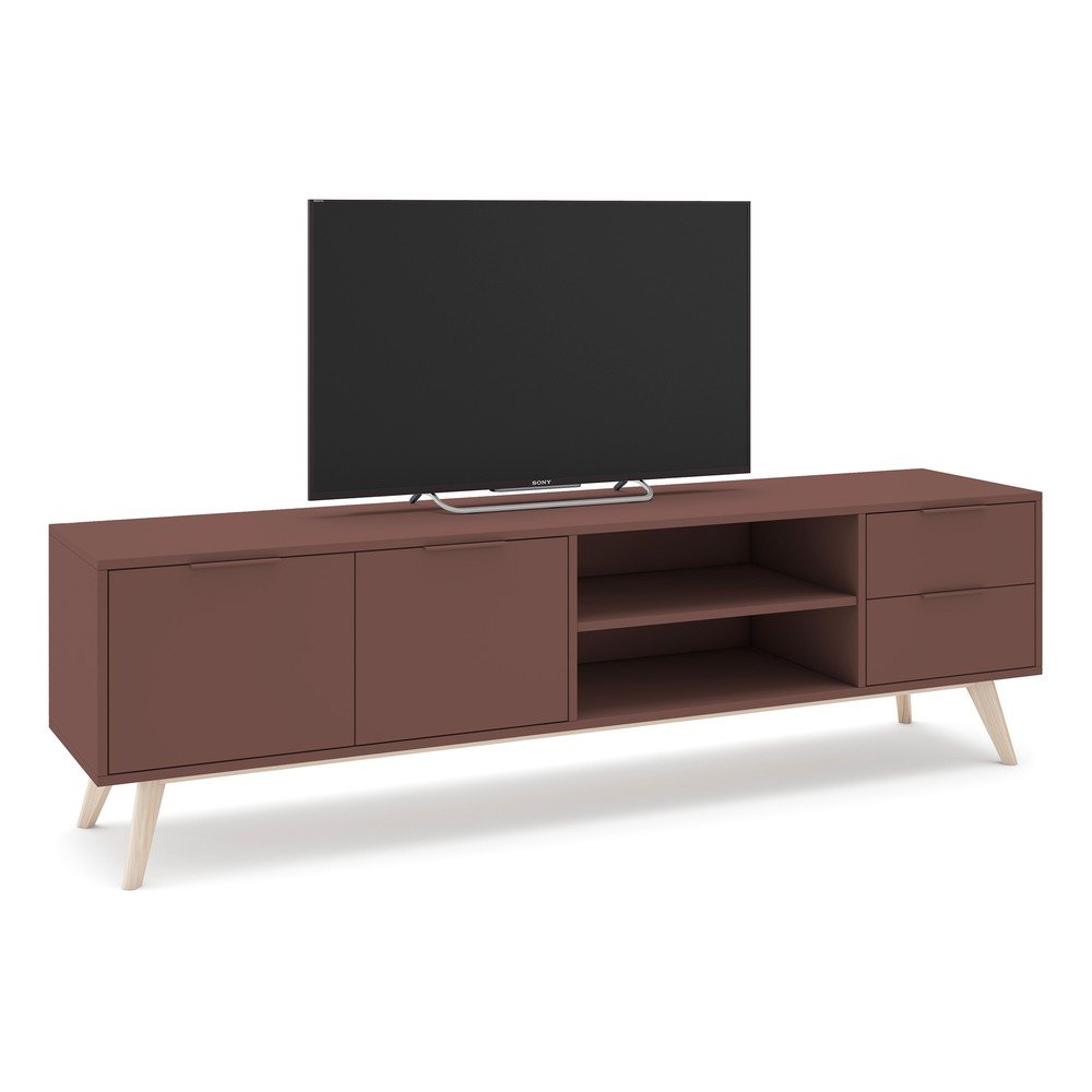 Szafka pod TV z matowym wykończeniem w kolorze terakoty 180x53x40 cm Campus – Marckeric (zdjęcie 8)