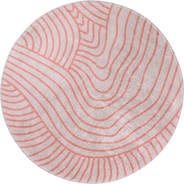 Jasnoróżowo-kremowy okrągły dywan odpowiedni do prania ø 120 cm Yuvarlak – Vitaus