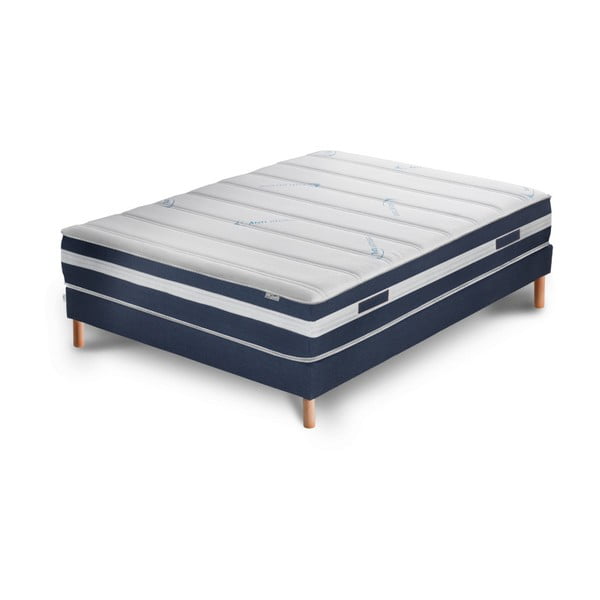 Niebiesko-białe łóżko z materacem Stella Cadente Maison Venus Europe, 140x200 cm