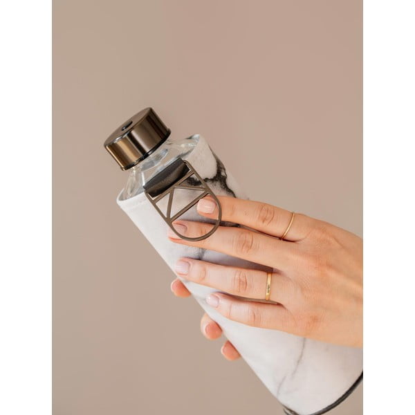 Czarno-biała butelka ze szkła borokszemowego z pokrowcem ze sztucznej skóry Equa Mismatch Stone, 750 ml-image-3