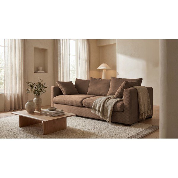 Jasnobrązowa sztruksowa sofa 220 cm Comfy – Scandic-image-1