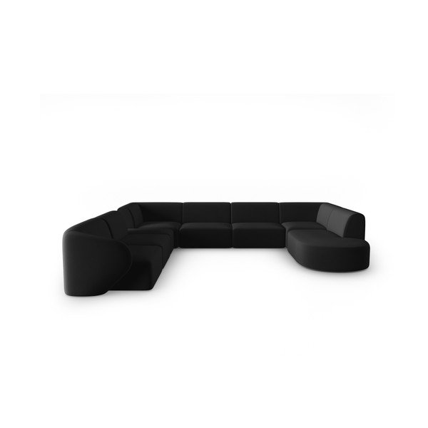 Czarny aksamitny narożnik (lewostronny/w kształcie litery U) Paolo – Milo Casa