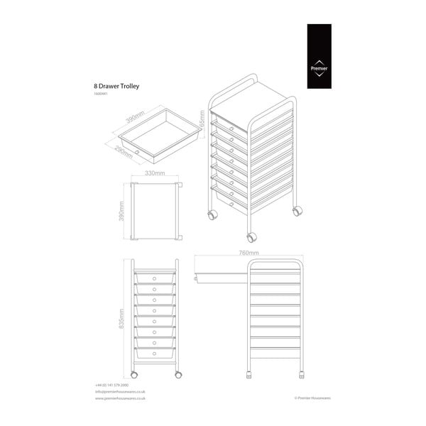 Plastikowy regał na kółkach w biało-srebrnym kolorze 33x83 cm – Premier Housewares-image-1