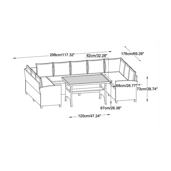 Beżowy zestaw mebli ogrodowych dla 9 osób Ventura – Unique Furniture-image-4