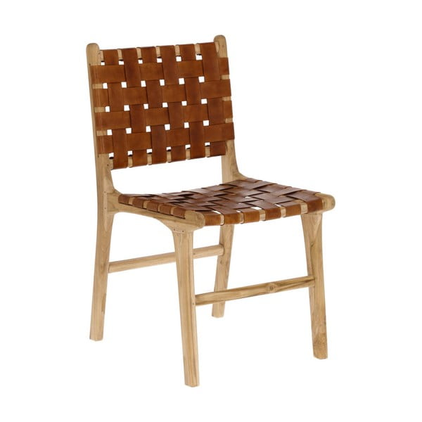 Koniakowo-naturalne krzesła ze skóry zestaw 2 szt. Calixta – Kave Home