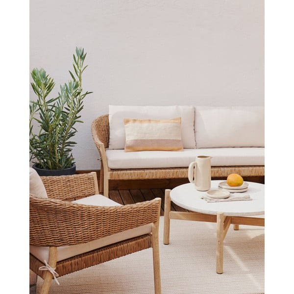 Kremowy zestaw mebli ogrodowych z litego drewna eukaliptusowego dla 4 osób Pola – Kave Home-image-1