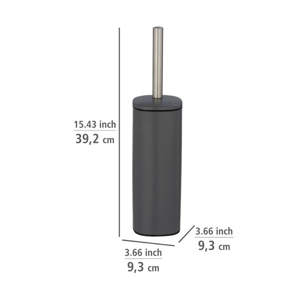 Ciemnoszara szczotka do WC ze stali nierdzewnej Wenko Alassio-image-1