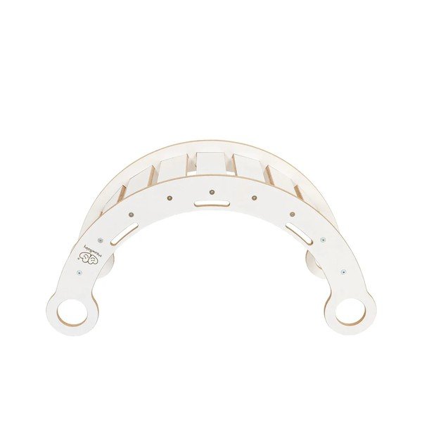 Biała huśtawka z litego drewna sosnowego 39x75x38 cm Montessori – Meowbaby-image-2