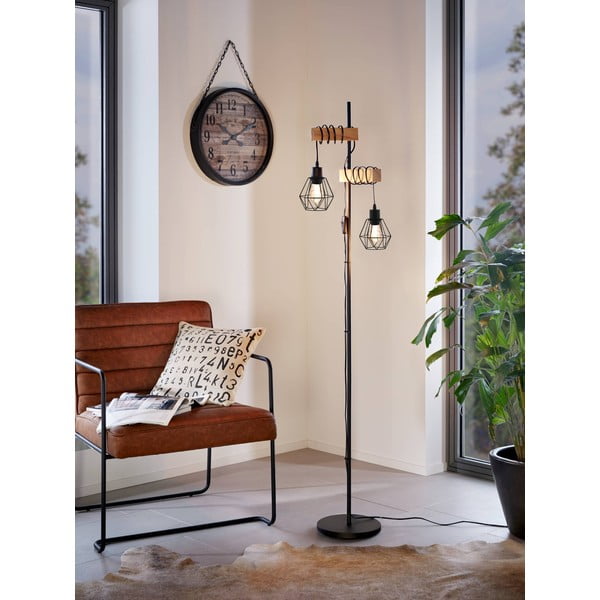 Lampa stojąca w czarno-naturalnym kolorze (wysokość 166,5 cm) TOWNSHEND 5 – EGLO-image-1