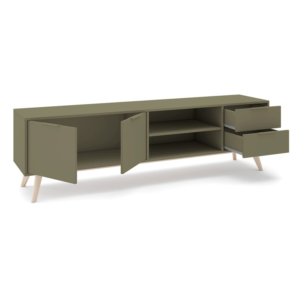 Zielona szafka pod TV z matowym wykończeniem 180x53x40 cm Campus – Marckeric (zdjęcie 4)