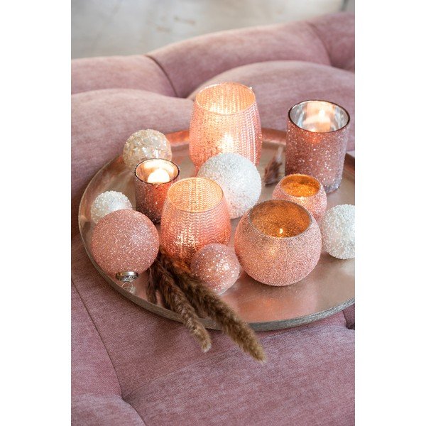 Zestaw 8 białych szklanych bombek J-Line Pearl-image-1