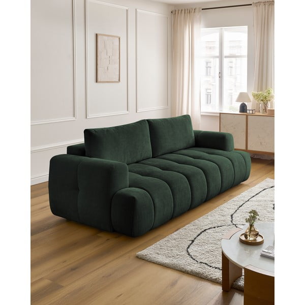 Zielona rozkładana/ze schowkiem sofa 251 cm Fuji – Bobochic Paris-image-1